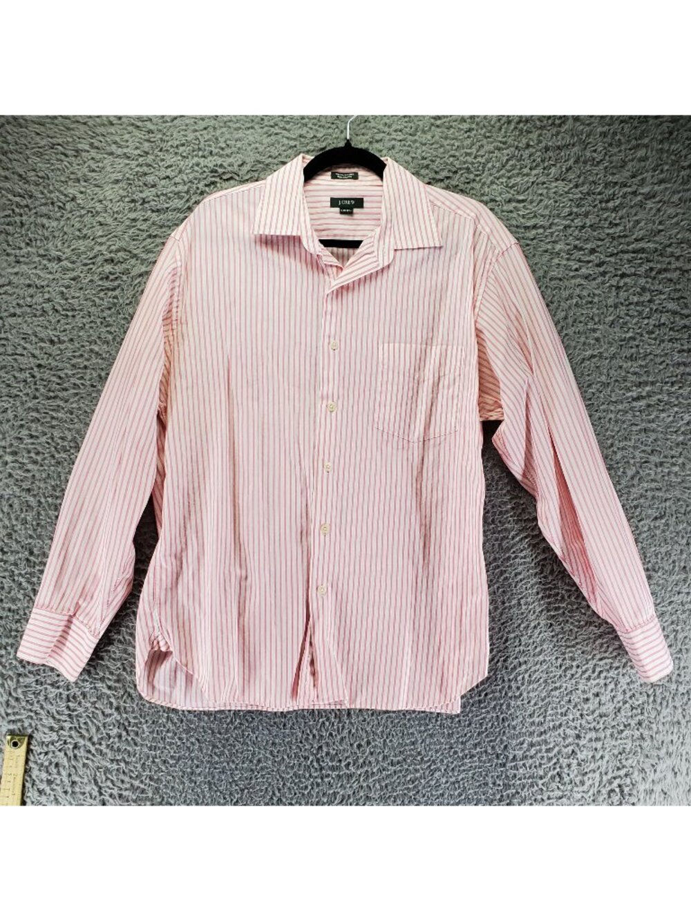 J. Crew Shirt Mens Large Pink Striped Classic Long Sleeve Button Front Cotton